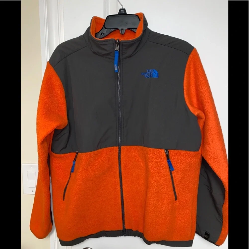 The North Face Denali Boys Jacket XL(18-20) Orange/Dark Gray - Picture 1 of 4